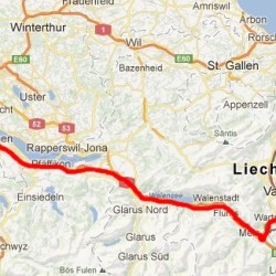 mapka Zurych-Lichtenstein