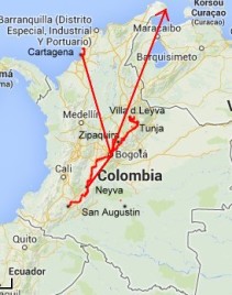 Kolumbia-mapka trasy