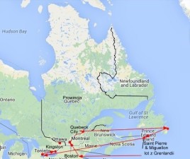 mapka trasy w Quebecku