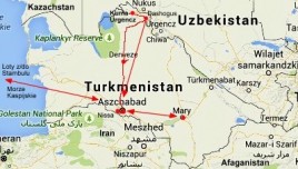 mapka trasy w Turkmenistanie