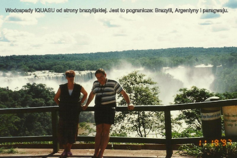 Wodospady IQUASU od strony brazylijskiej. Jest to pogranicze: Brazylii, Argentyny i paragwaju.